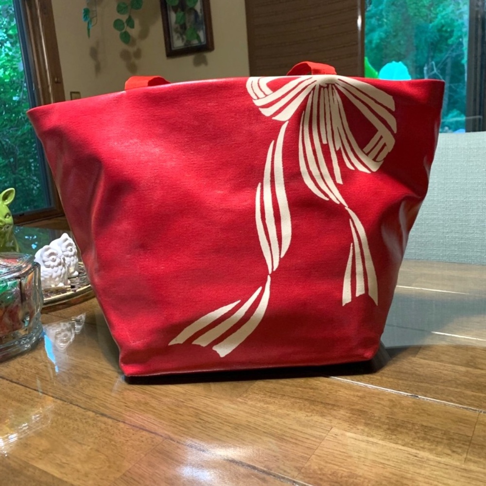 Kate Spade New York Red Coated Canvas Tote w Bow🎈